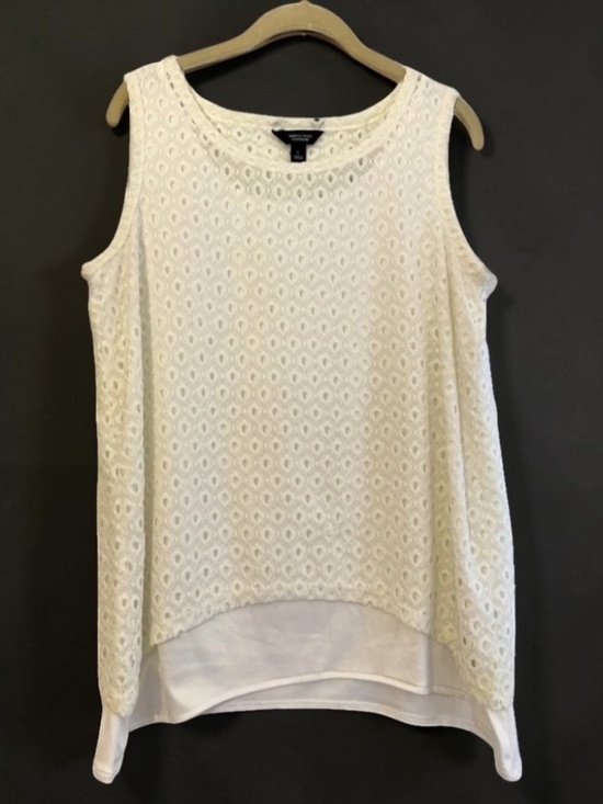 Simply Vera Vera Wang Tops - Simply Vera Vera Wang White Eyelet Layered Sleeveless Top L